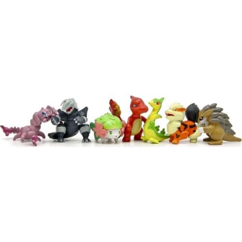 20pcs/lot TAKARA TOMY Pikachu Bulbasaur Sandshrew Raichu Jigglypuff Figures Toys PVC Pocket Monster Model Toy Random Delivery