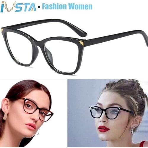 IVSTA Cat Eye Glasses Women Clear Prescription Eyewear Myopia Eyeglasses Vintage Retro for Sight Luxury Spectacle Frame 03266