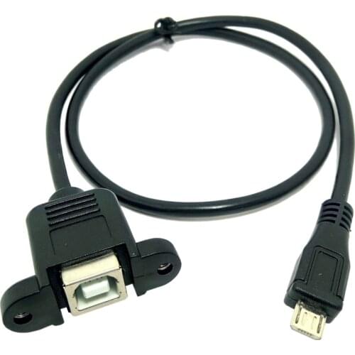 Micro USB to USB 2.0 Type B Female Cable Extension Cable with Panel Mount Screw Hole Lock Connector Adapter 0.3M 0.5M