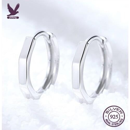 YiChong Classic 925 Sterling Silver Men Earrings Black Round Design Earring For Women Korea Silver Jewelry 2021 New