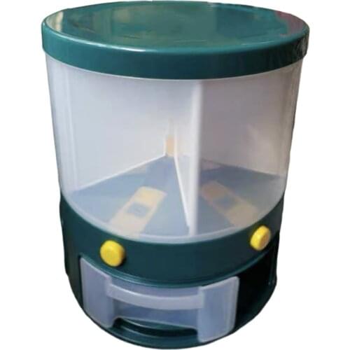 Rice Dispenser Food Grain Divided Sealed Storage Container 6 Grids Rotating Dry Goods Tank