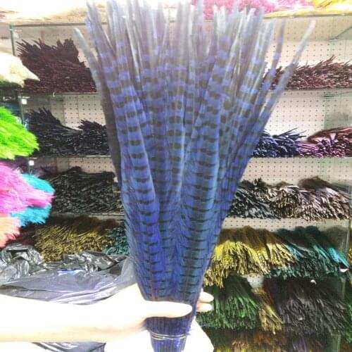 Beautiful 100pcs Pretty 22-24inches/55-60cm Blue Pheasant Feather Wedding Decoration Party Supplies Feathers