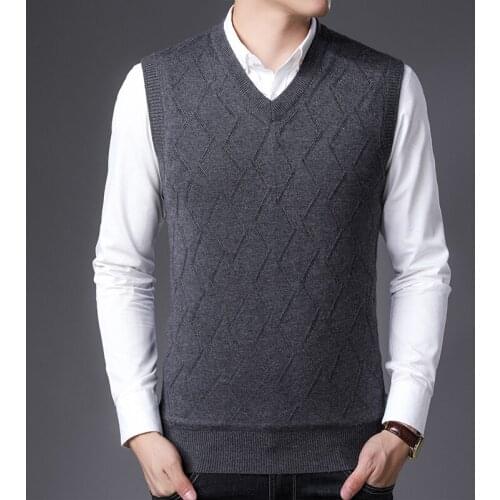 2019 Hot Sale Men Knitted Vest Autumn winter Mens plaid Pullover Knitted sleeveless Sweater Man casual Wool Sweater vests