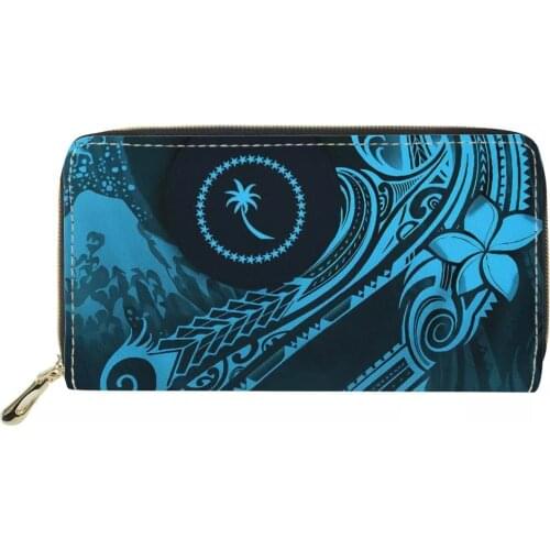 Hot Design Polynesian tribal style Printing PU Leather Long Wallet For Little Girls Purses OEM Fashion Ladys Card Holder Wallet