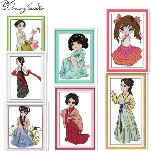 The Hanfu beauty cross stitch kit aida 14ct 11ct count printed canvas stitches embroidery DIY handmade needlework