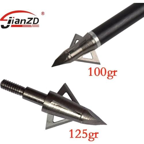 12pcs Broadhead 100/125 Grain Hunting Arrow Head 3 Blades 8.8mm Archery Bow Outdoor Target Hunting Beast Free Shipping