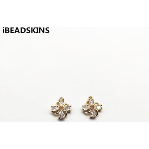 New arrival! 14x12mm 50pcs Zircon Flower shape charm/Connectors for Necklace,Earrings parts,Accessories,hand Made Jewelry DIY
