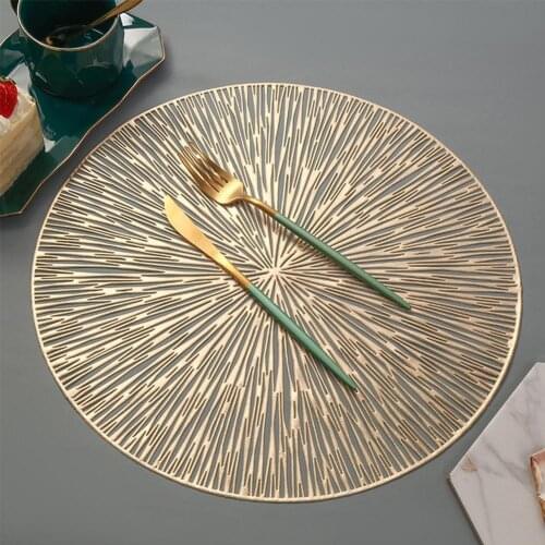 PVC Hollow Round Placemat Waterproof Non-slip Dining Table Mats Insulation Steak Plate Pad Coffee Cup Coaster Kitchen Decor