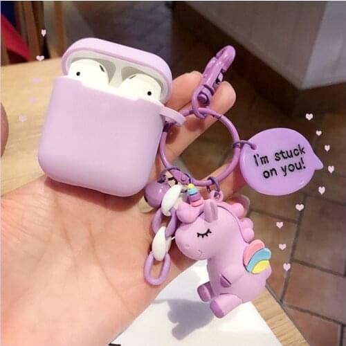 Pink Unicorn Earphone For Apple Airpods Case Wireless Bluetooth Earphone Protective Case with Smooth Touch Charging Box Cover