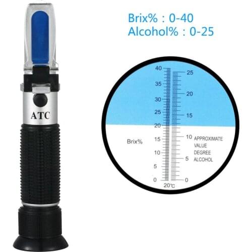 Handheld alcohol refractometer sugar Wine concentration meter densimeter 0-25% alcohol beer 0-40% Brix grapes ATC