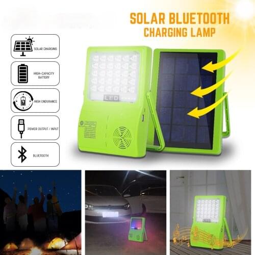 Solar Integrated Floodlight Bluetooth Music LED Multi-function Light Three Gears + Flashing Camping Light Projection Light