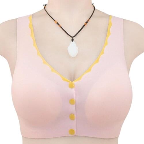 Wire Free Sports Bra Womens Adjustable Front Closure Breathable Lingerie Female Push Up Elastic Lace Trim Padded Bralette Top