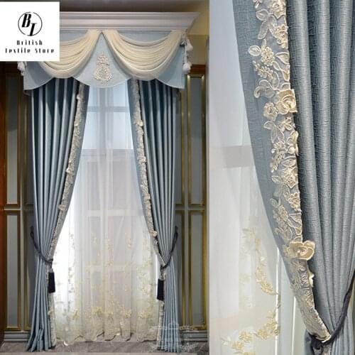 Light luxury Curtains for Living dining room bedroom French style flannel curtains, atmospheric snow velvet curtains