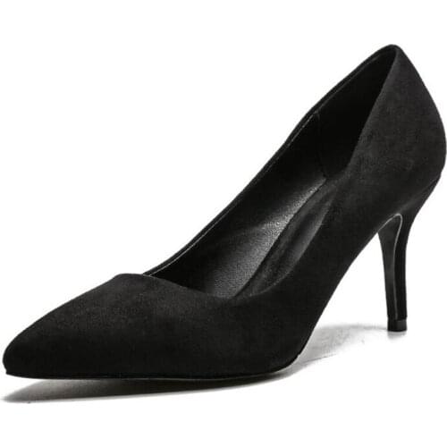 Women Pumps Shoes green Solid color Flock Slip-On Shallow Wedding Party Pointed Toe 8CM Thin High Heels Pump Chaussures Femme