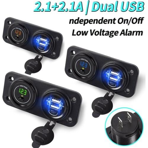 Universal USB Car Charger Socket 12V 4.2A Car USB Port Charger Voltmeter Waterproof Fast Phone Charger Low Voltage Protection