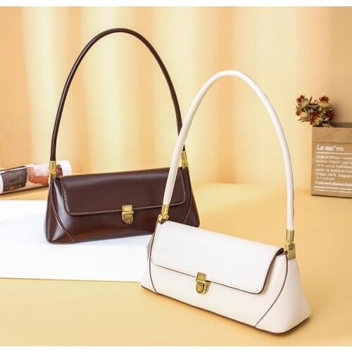Women Bags Handbags Baguette Fashion Shoulder Retro Underarm Bag PU Leather Lock Zipper Bag