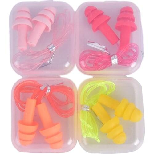1Pair Silicone Soft Comfort Earplugs Noise Reduction Ear Plugs PVC Rope Earplugs Protective For Swimming For Sleep