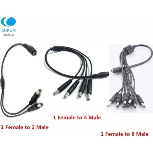 1 Female to 2 3 4 5 8 Male DC Power Splitter Plug Cable For CCTV security Camera Accessories Power Supply Adapter Cable 12V