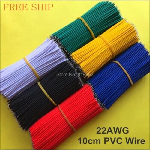 100pcs/lot 10cm PVC Wire Tinned Copper 22AWG LED Strip Conector Electronic Cable Red Black White Green Yellow Blue single color