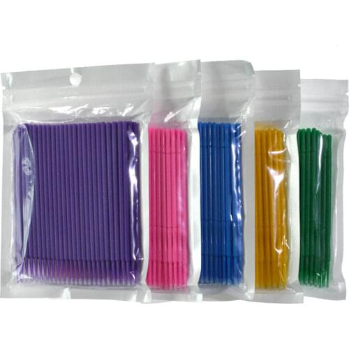 100pcs Micro Brushes Disposable Applicator Swab for Eyelash Extension Mascara Brush Eye Makeup Glue Remove Tool