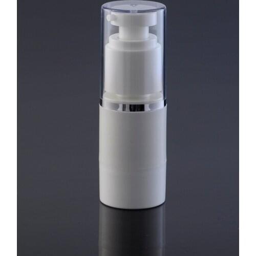 15ml white airless bottle clear lid silver line for lotion/emulsion/serum/toner/foundation skin care cosmetic packing