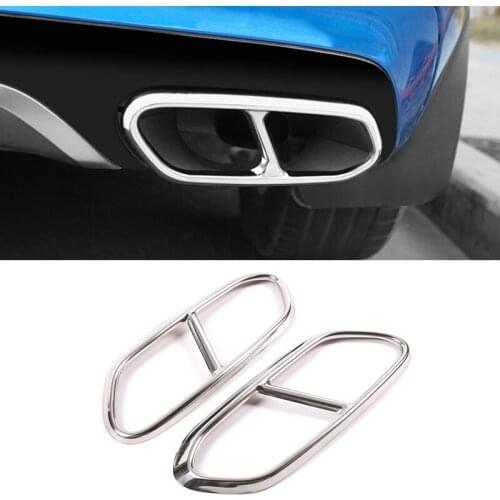 2PCS Stainless Steel Car Tail Throat Frame Decoration Sticker Exhaust Trim for Volvo XC60 2018-2020 Exhaust Pipe Accessories