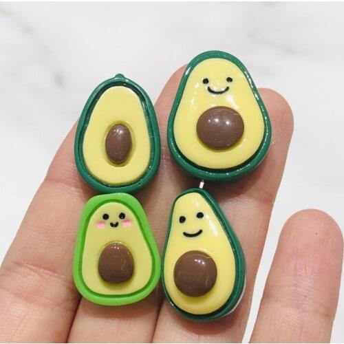 20pcs/lot Kawaii Fruit Avocado Figure Flat Back Resin Cabochon DIY Hair Bows Center Accessories Scrapbooking Decoration Craft