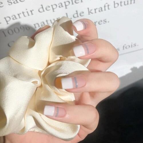 24Pcs/Set Nail Patch Detachable Exquisite PVC Fake Nail Sticker Half French Acrylic Nail Tips Press On Nails Beauty Tools