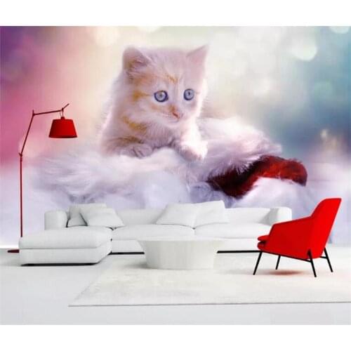 Custom Any Size 3D Wall Mural Wallpaper Cute Cat Children Room Bedroom Photo Background Wall Decoration Non-woven Wall Covering