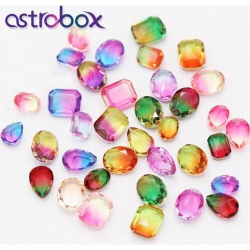 Astrobox 10Pcs Tourmaline Crystal Stone Sew On Rhinestones Dress Appliqued HandBag Garment Glass DIY Clothing Jewelry Making