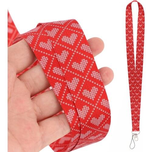 DZ2394 Red heart Novel Neck Strap Lanyards Keychain Badge Holder ID Card Pass Hang Rope Lariat Lanyard Key Ring Accessories