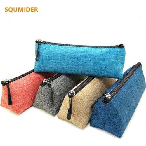 TExtra long triangle solid color pencil case School stationery storage bag Student pencil bag kid stationery bag Canvas pen bag