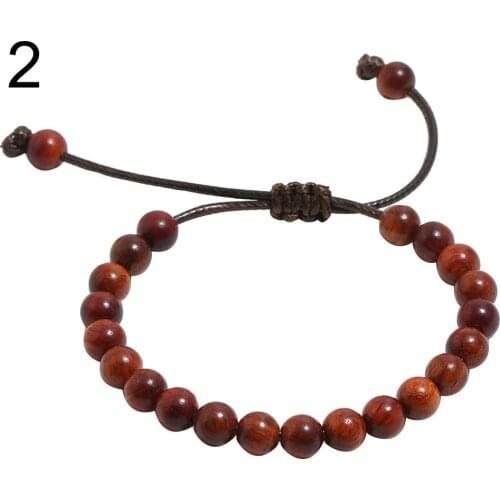 Handmade Unisex Wooden Beaded Wax Rope Bracelet Spiritual Hand Jewelry Gift trendy
