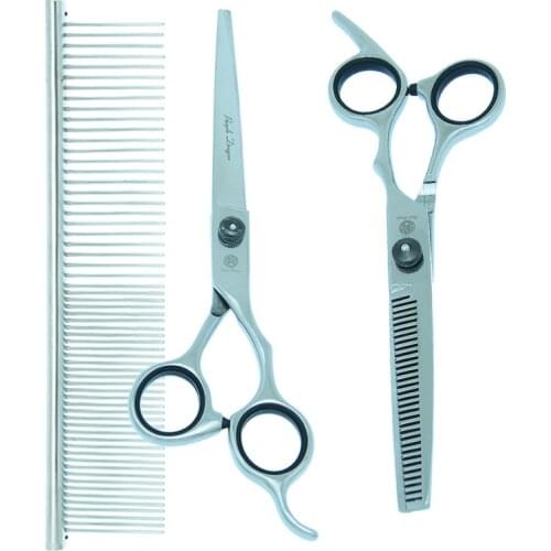 Purple Dragon 7 inch Pet Grooming Scissors Set Steel Comb Professional Dog Hair Cutting Shears Thinning Trimming Clippers B0006B