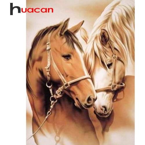 Huacan 5d Diamond Painting Kit Horse Full Square/Round Drill Diamond Embroidery Animal Mosaic Wall Art Wall Art