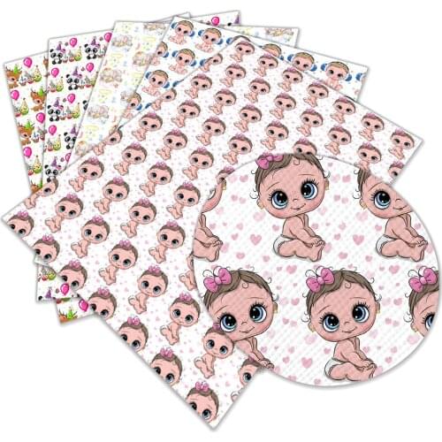 New Cute Baby Pattern Printed Faux Leather A4 22x30cm for Bag DIY Accessories Decoration Crafts L273