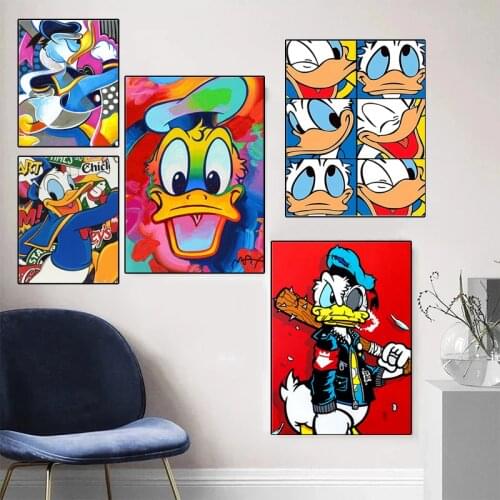 Disney Cartoon Mickey Mouse Donald Duck Canvas Painting Colorful Prints Posters Wall Art Picture for Living Room Decor Cuadros