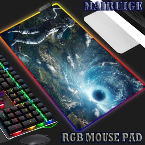 Astronaut Space RGB Glow Gaming Mouse Pad 90X40/80x30cm LED Light Computer Mousepad XL Gamer Desk Mat Pad for PC Keyboard Laptop