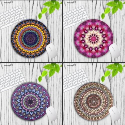 Mairuige Round Mandala Gaming Flower Mouse pad PC Computer mat Size for Lock Edge 20X20CM 22X22CM Speed Circular Mouse Pad