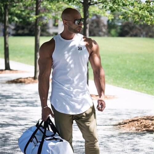 Mens Cotton Workout Tank Tops Dry Fit Gym Bodybuilding Training Fitness Sleeveless Muscle T Shirts Mens Wear Clothing Summer