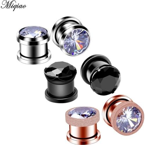 Miqiao Hot Sale Stainless Steel Metal Auricle Frosted 6-Piece Set Ear Expander Ear Piercing Jewelry