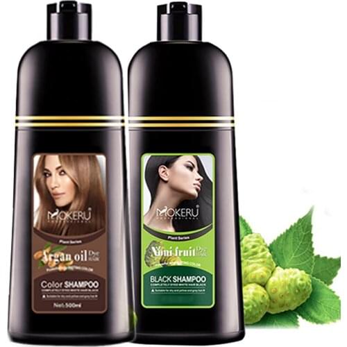 Mokeru 2pcs/lot Natural hair dye Shampoo Long Lasting argan oil essence hair dye shampoo for cover white hair