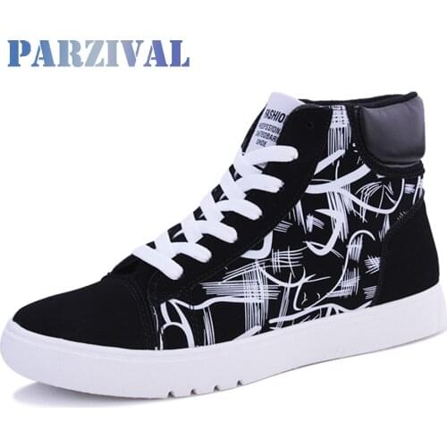 PARZIVAL Men Sneakers Autumn Winter High Top Platform Casual Shoes Fashion Men Shoes Black Hot Footwear Male Vulcanize Shoes