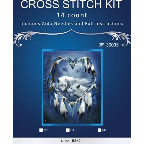 Top Quality Lovely Hot Sell Counted Cross Stitch Kit Old World Holiday Ornaments Similar DMC DIM DW-30035 SNOW WOLF 8