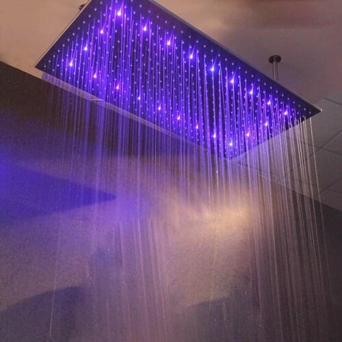 Ultra-large Rainfall Shower Head Stainless Showerhead LED Color Water Temperature Control Bathroom Shower Accessories 1000*500mm