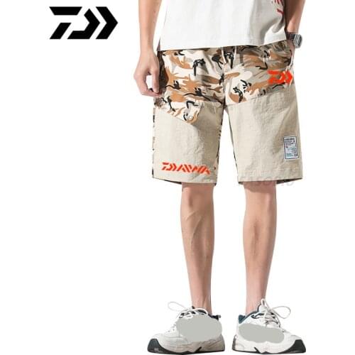 New Summer Men Outdoor Sport DAIWA Fishing Clothing Camouflage Quick Dry Breathable Hiking Fishing Pants DAWA Fishing Shorts