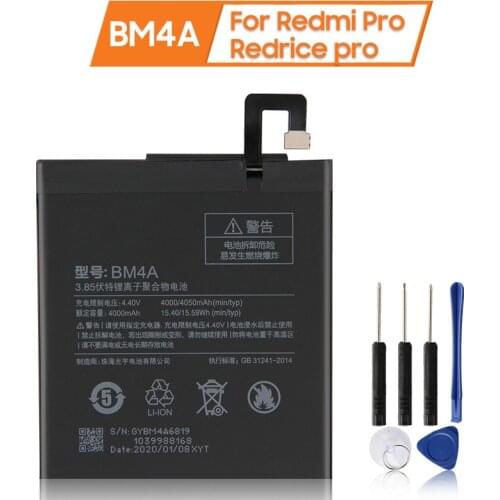 XaioMi Original Replacement Battery BM4A For Xiaomi Mi Redmi Pro Redrice BM4A 100% New Authentic Phone Battery 4050mAh