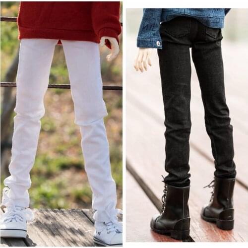 BJD Doll Clothing Fits with a 1/3 1/4 Uncle Size with stylish go-around skinny denim pants in classic black and white