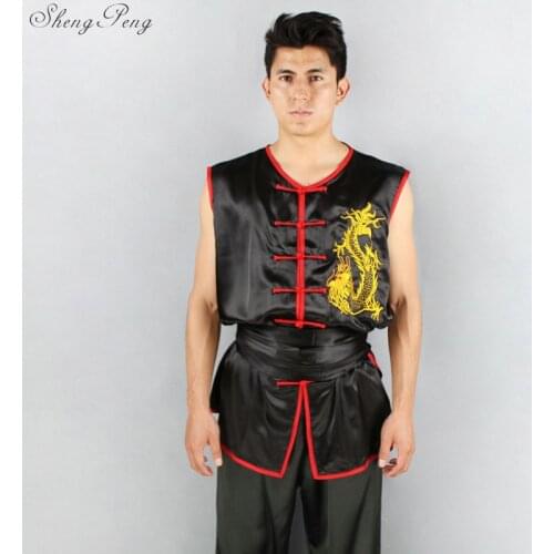 Kung fu clothes traditional wushu clothing Chinese dragon costume kung fu uniforms sleeveless man kung shaolin uniform Q119