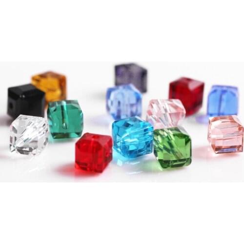 Wholesale Square Beads Chinese Beading 2/3/4/6/8/10mm Faceted Crystal Glass Cube Beads DIY Jewelry Findings Fit Bracelet